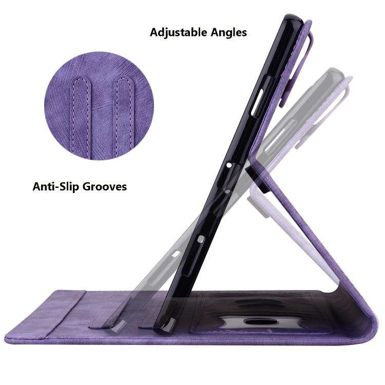 For Lenovo Xiaoxin Pad 11 2025 Cartoon Sakura Cat Embossed Leather Tablet Case(Purple)