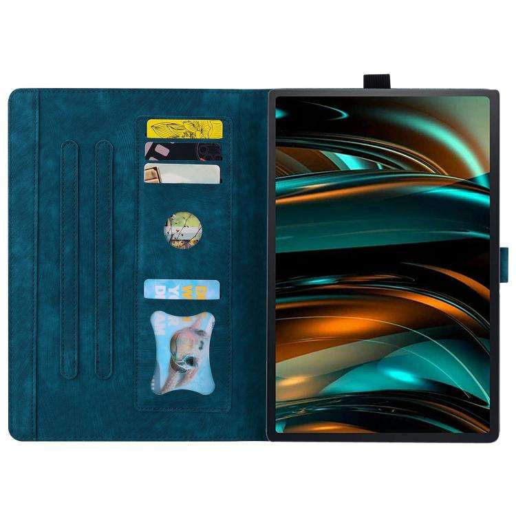 For Lenovo Xiaoxin Pad 11 2025 Cartoon Sakura Cat Embossed Leather Tablet Case(Blue)