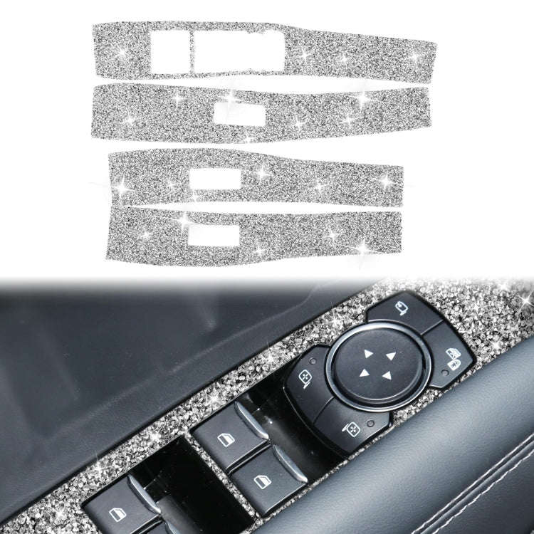 For Ford Mustang Mach E 2021 4 in 1 Car Window Lift Panel Diamond Decorative Sticker, Left Drive
