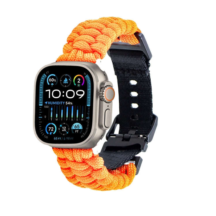 For Apple Watch Ultra 2 49mm Paracord Plain Braided Webbing Buckle Watch Band(Orange)