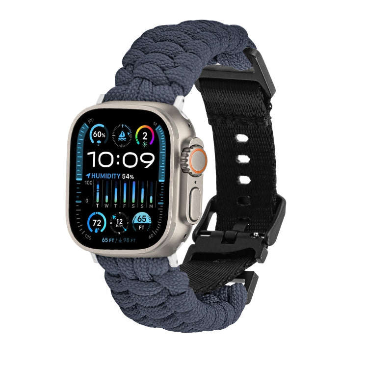 For Apple Watch Ultra 2 49mm Paracord Plain Braided Webbing Buckle Watch Band(Grey)