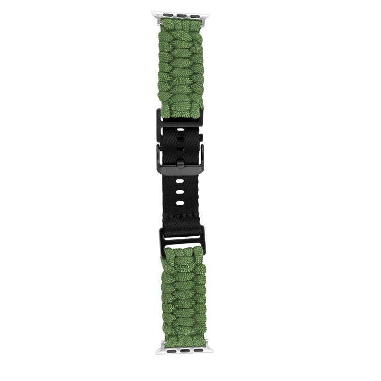 For Apple Watch Series 8 41mm Paracord Plain Braided Webbing Buckle Watch Band(Army Green)