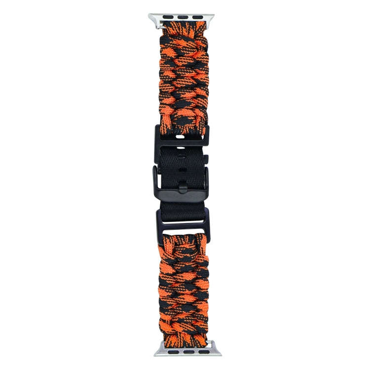 For Apple Watch Series 8 41mm Paracord Plain Braided Webbing Buckle Watch Band(Black Orange)
