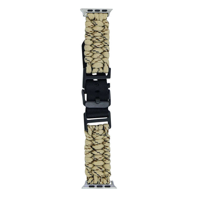 For Apple Watch Series 8 41mm Paracord Plain Braided Webbing Buckle Watch Band(Khaki Camouflage)