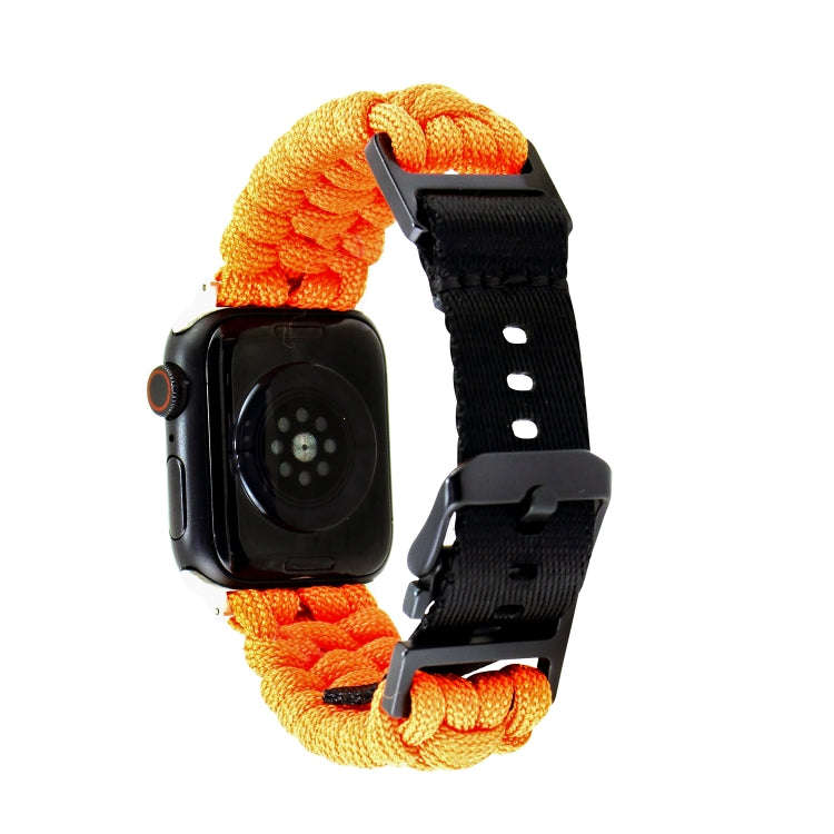 For Apple Watch Series 3 38mm Paracord Plain Braided Webbing Buckle Watch Band(Orange)