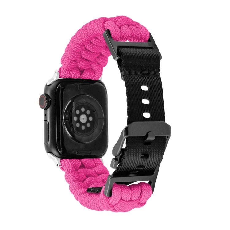 For Apple Watch Series 2 42mm Paracord Plain Braided Webbing Buckle Watch Band(Rose Red)