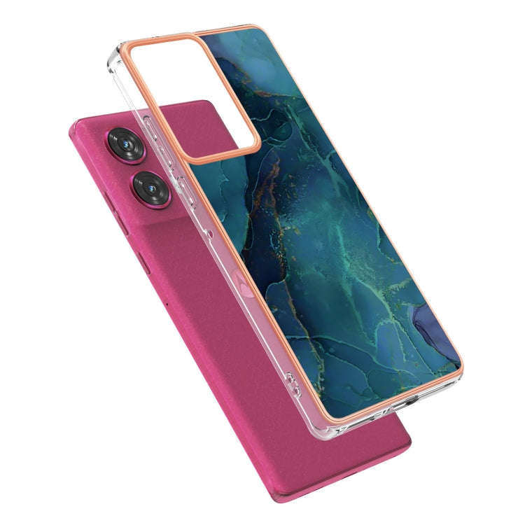 For Motorola Edge 50 Fusion Electroplating Marble Dual-side IMD Phone Case(Green 017)