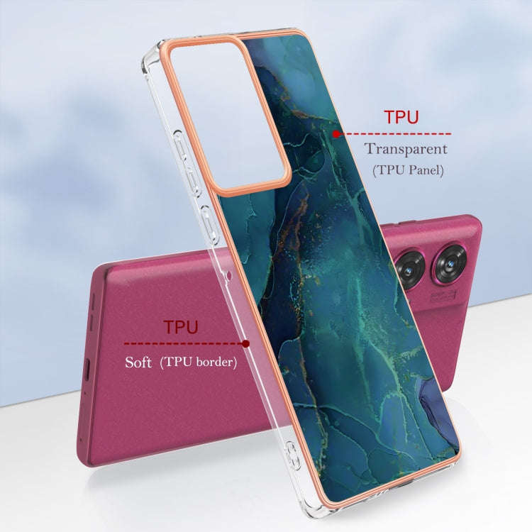 For Motorola Edge 50 Fusion Electroplating Marble Dual-side IMD Phone Case(Green 017)