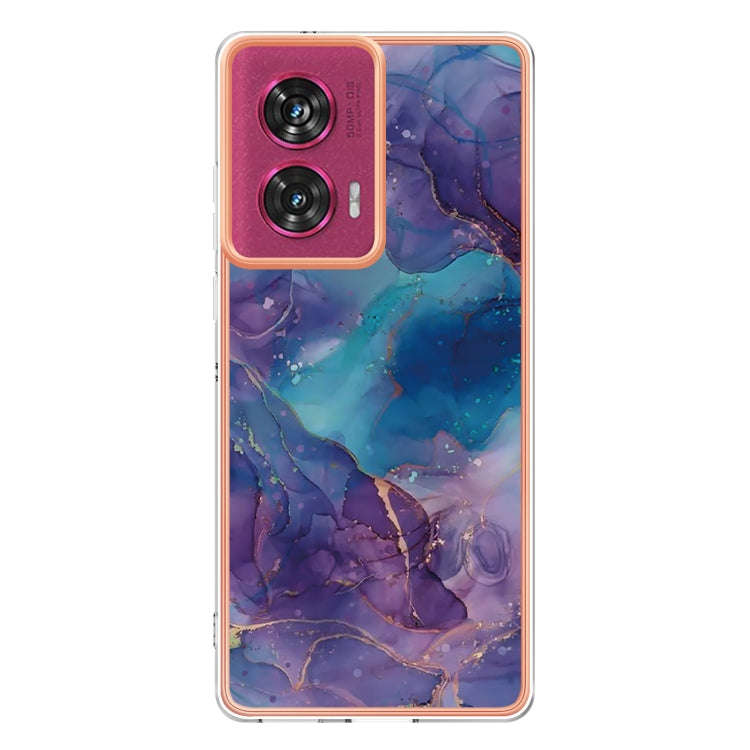 For Motorola Edge 50 Fusion Electroplating Marble Dual-side IMD Phone Case(Purple 016)