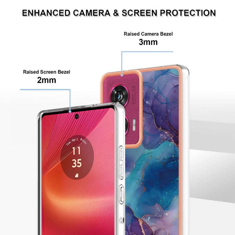 For Motorola Edge 50 Fusion Electroplating Marble Dual-side IMD Phone Case(Purple 016)