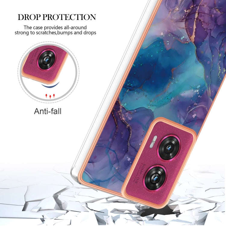 For Motorola Edge 50 Fusion Electroplating Marble Dual-side IMD Phone Case(Purple 016)