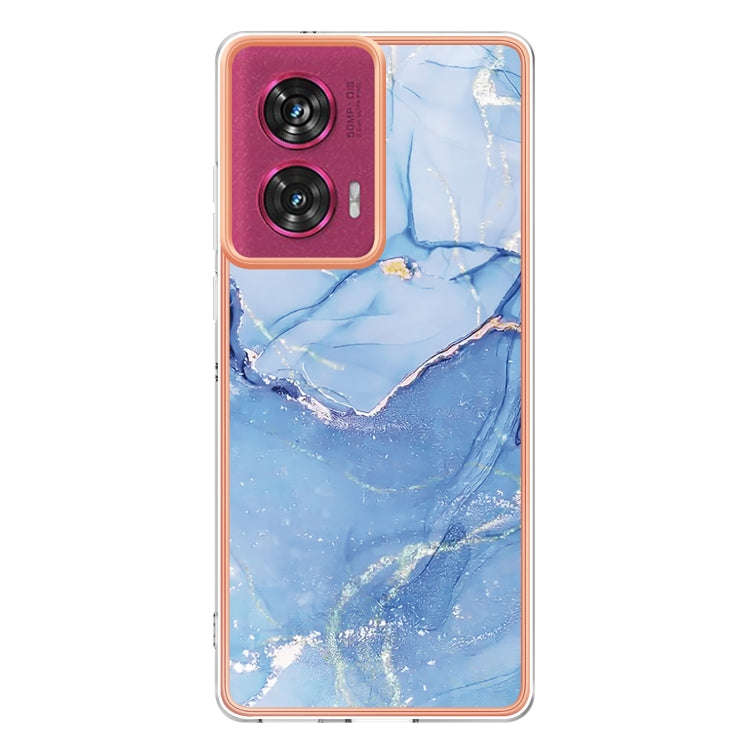 For Motorola Edge 50 Fusion Electroplating Marble Dual-side IMD Phone Case(Blue 018)