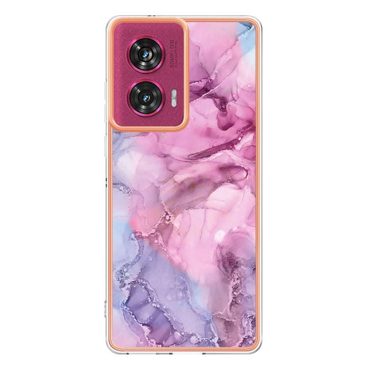 For Motorola Edge 50 Fusion Electroplating Marble Dual-side IMD Phone Case(Pink 013)