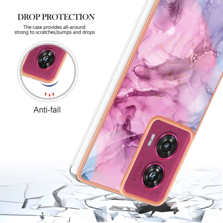 For Motorola Edge 50 Fusion Electroplating Marble Dual-side IMD Phone Case(Pink 013)