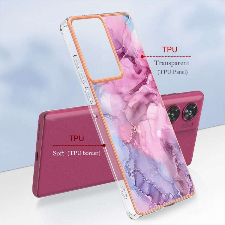 For Motorola Edge 50 Fusion Electroplating Marble Dual-side IMD Phone Case(Pink 013)