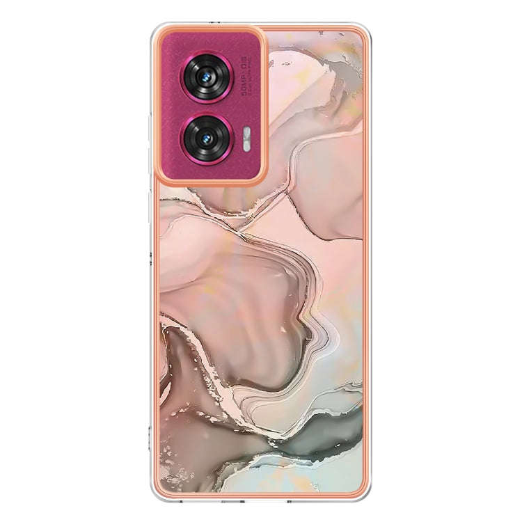 For Motorola Edge 50 Fusion Electroplating Marble Dual-side IMD Phone Case(Rose Gold 015)
