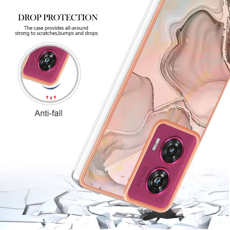 For Motorola Edge 50 Fusion Electroplating Marble Dual-side IMD Phone Case(Rose Gold 015)