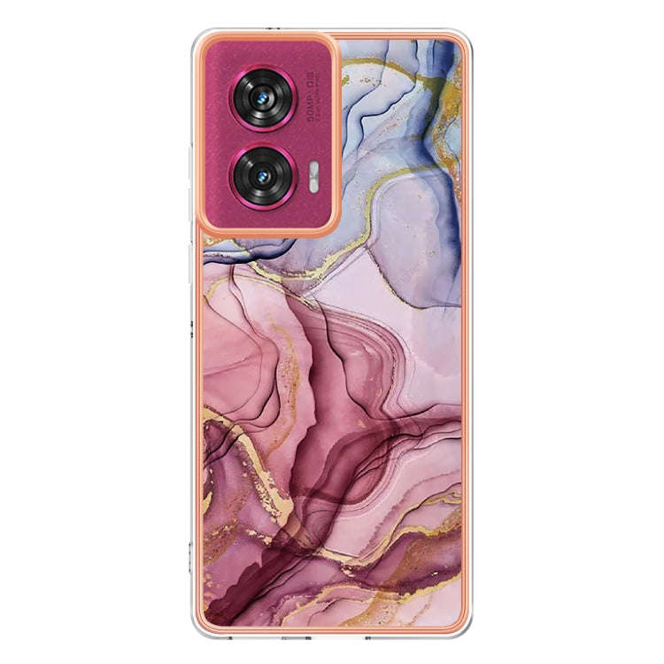 For Motorola Edge 50 Fusion Electroplating Marble Dual-side IMD Phone Case(Rose Red 014)