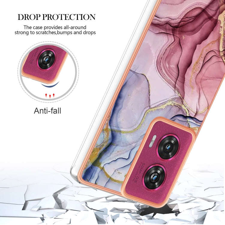 For Motorola Edge 50 Fusion Electroplating Marble Dual-side IMD Phone Case(Rose Red 014)
