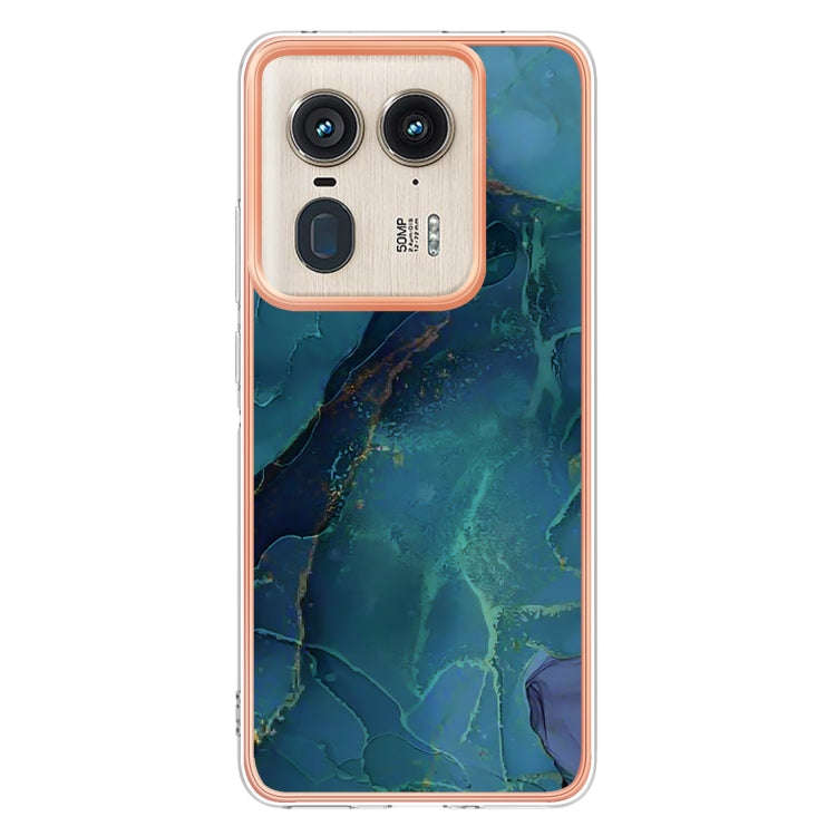 For Motorola Edge 50 Ultra Electroplating Marble Dual-side IMD Phone Case(Green 017)
