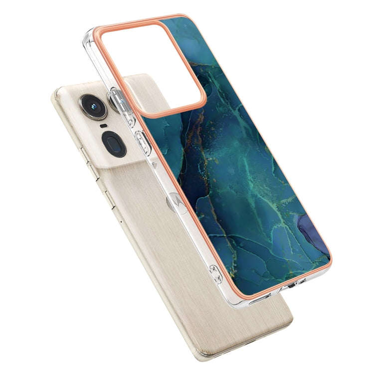 For Motorola Edge 50 Ultra Electroplating Marble Dual-side IMD Phone Case(Green 017)