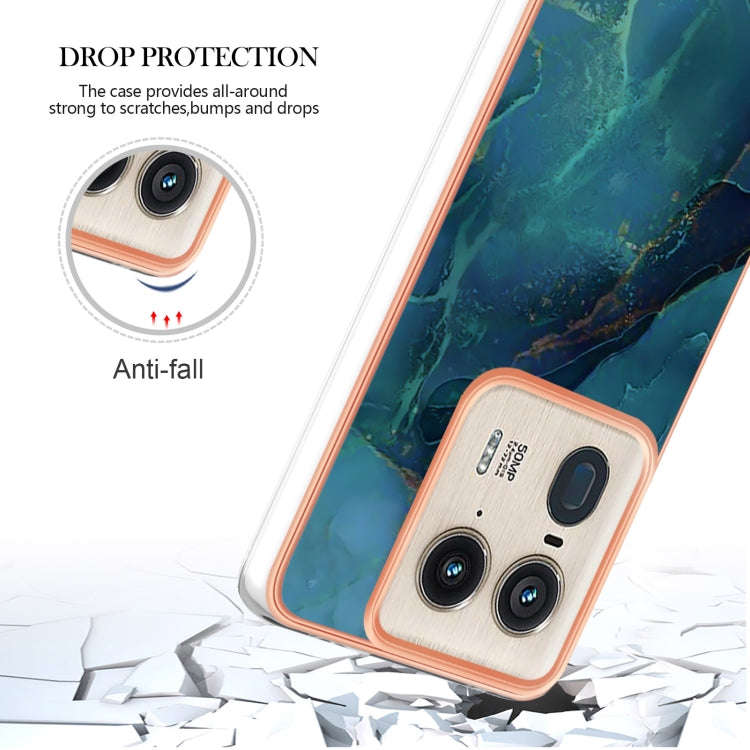 For Motorola Edge 50 Ultra Electroplating Marble Dual-side IMD Phone Case(Green 017)