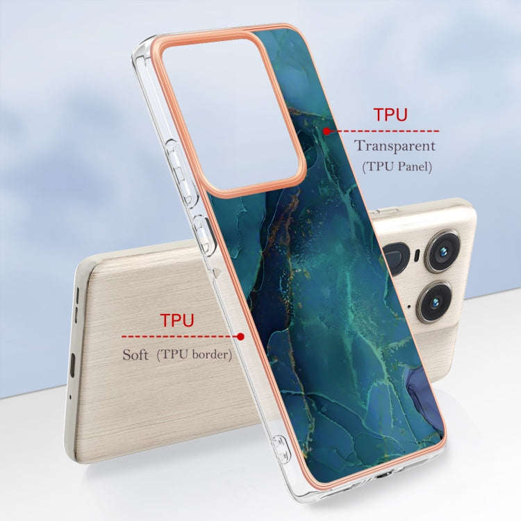 For Motorola Edge 50 Ultra Electroplating Marble Dual-side IMD Phone Case(Green 017)