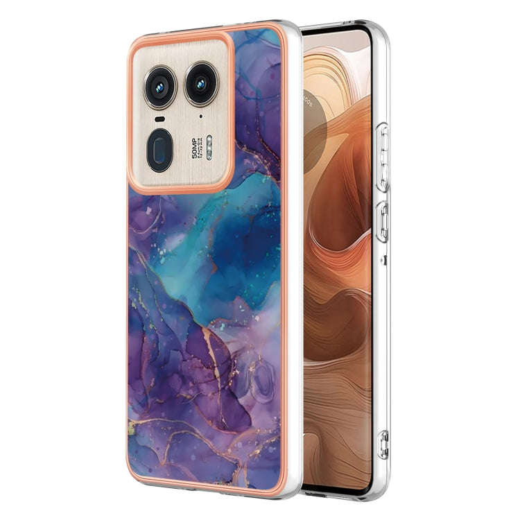 For Motorola Edge 50 Ultra Electroplating Marble Dual-side IMD Phone Case(Purple 016)