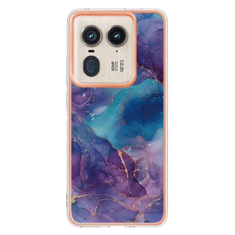 For Motorola Edge 50 Ultra Electroplating Marble Dual-side IMD Phone Case(Purple 016)