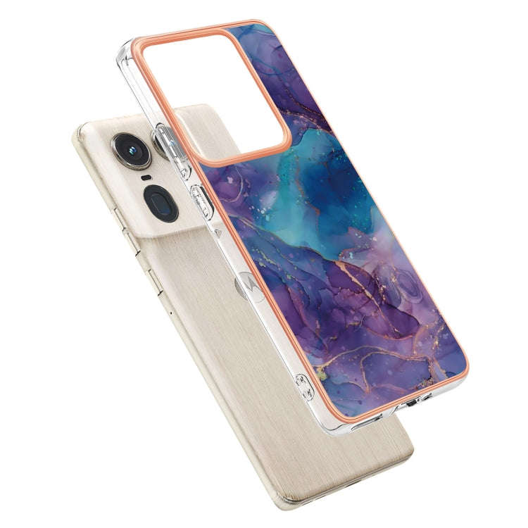 For Motorola Edge 50 Ultra Electroplating Marble Dual-side IMD Phone Case(Purple 016)