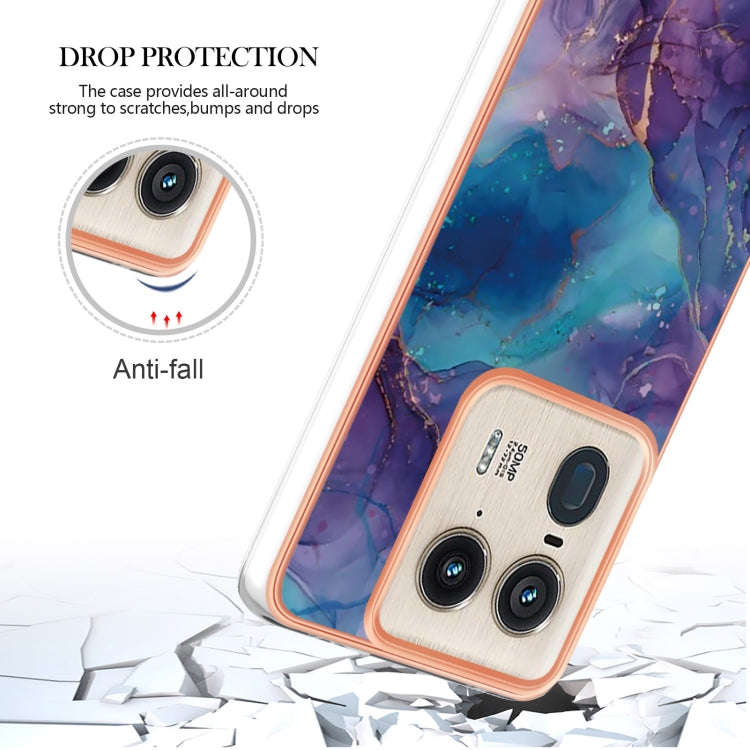 For Motorola Edge 50 Ultra Electroplating Marble Dual-side IMD Phone Case(Purple 016)