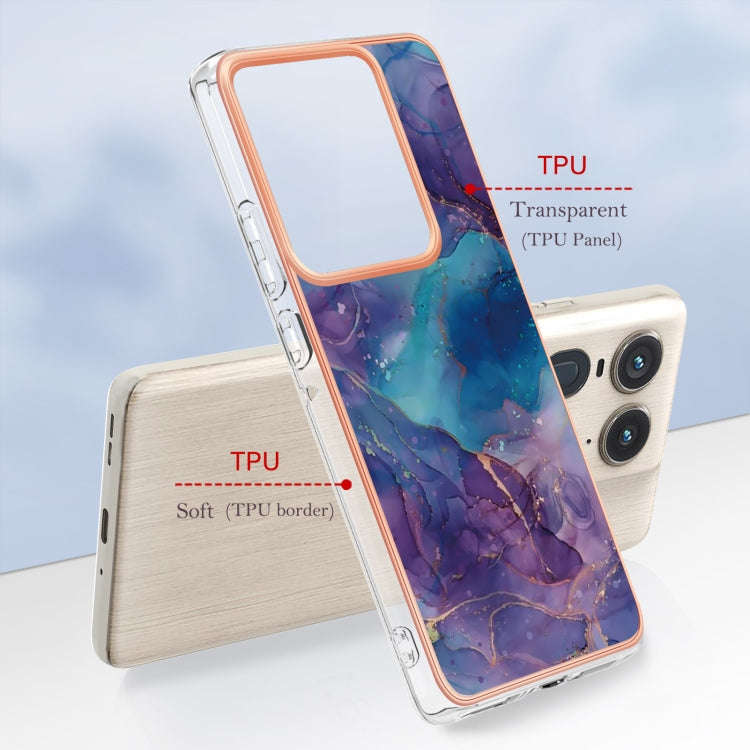 For Motorola Edge 50 Ultra Electroplating Marble Dual-side IMD Phone Case(Purple 016)