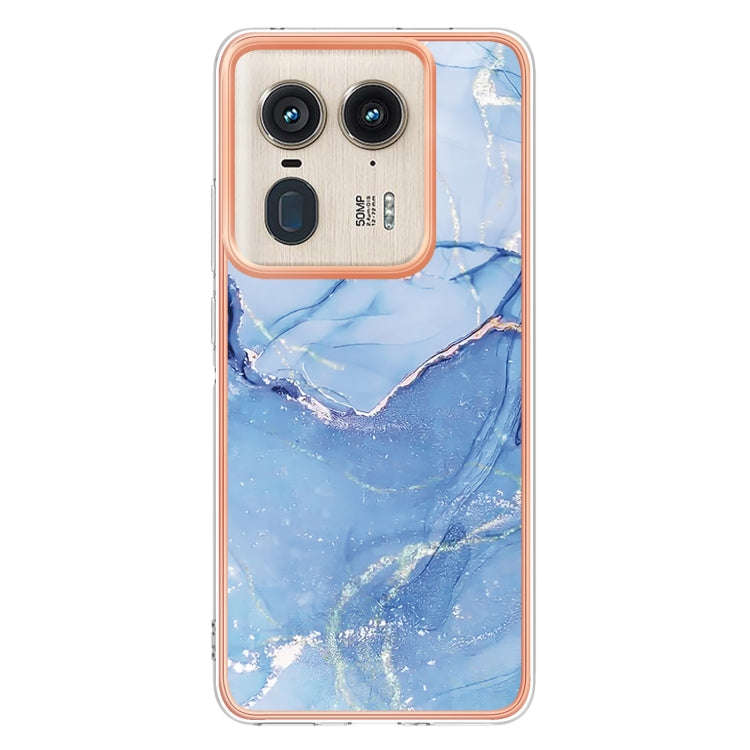 For Motorola Edge 50 Ultra Electroplating Marble Dual-side IMD Phone Case(Blue 018)