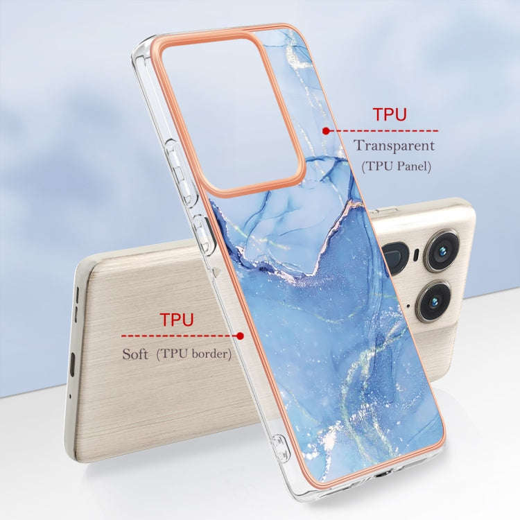 For Motorola Edge 50 Ultra Electroplating Marble Dual-side IMD Phone Case(Blue 018)
