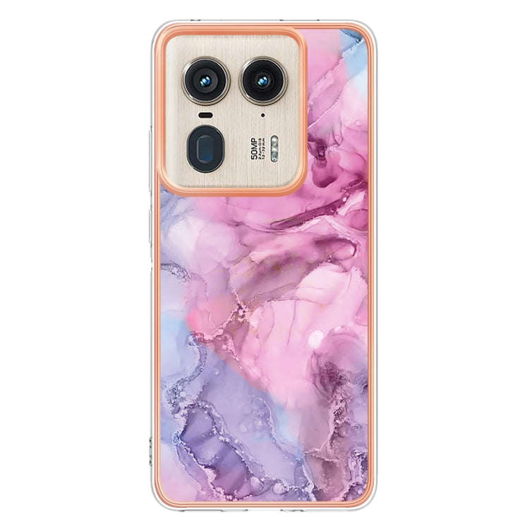 For Motorola Edge 50 Ultra Electroplating Marble Dual-side IMD Phone Case(Pink 013)