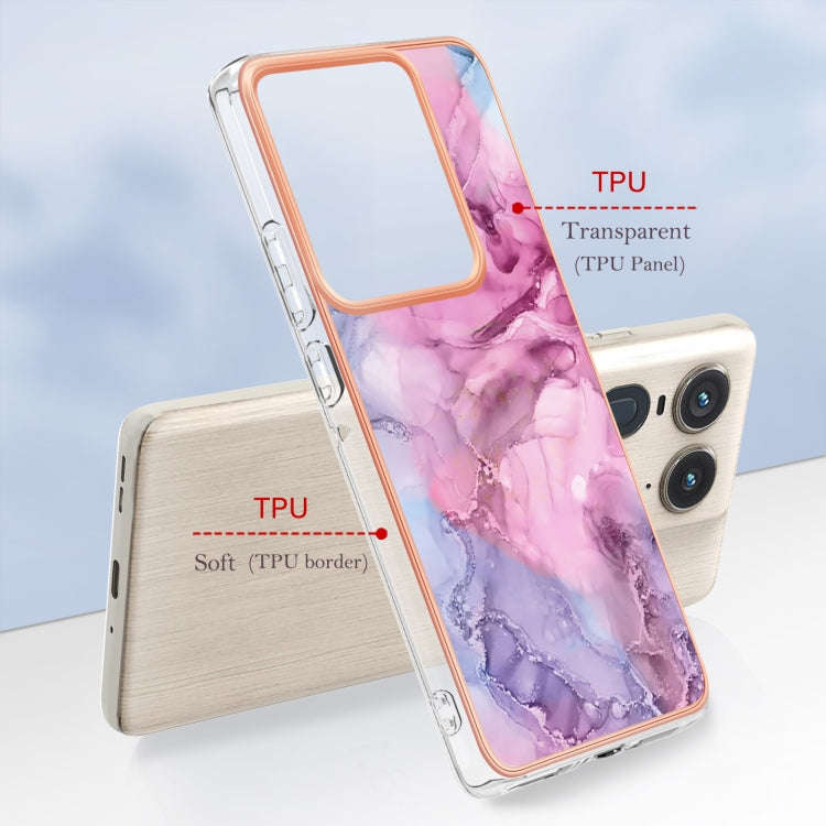 For Motorola Edge 50 Ultra Electroplating Marble Dual-side IMD Phone Case(Pink 013)