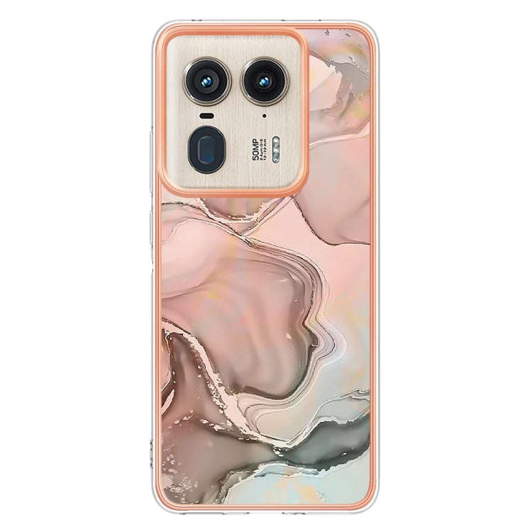 For Motorola Edge 50 Ultra Electroplating Marble Dual-side IMD Phone Case(Rose Gold 015)