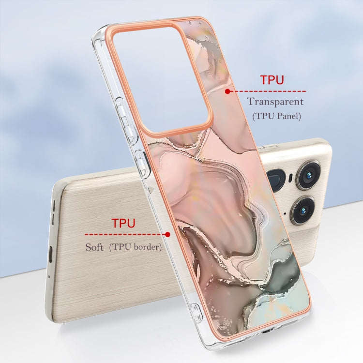 For Motorola Edge 50 Ultra Electroplating Marble Dual-side IMD Phone Case(Rose Gold 015)