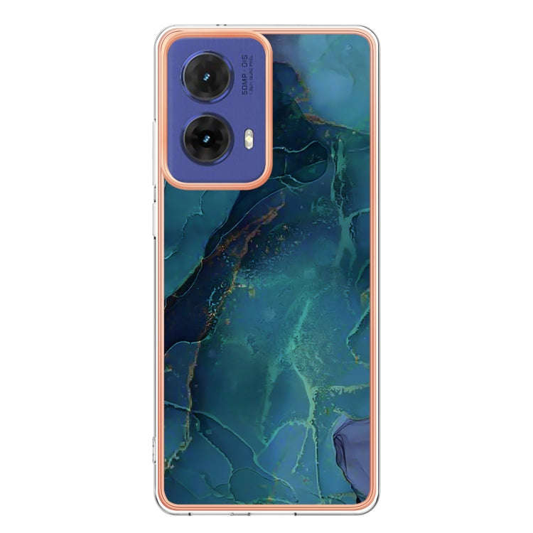 For Motorola Moto G85 Electroplating Marble Dual-side IMD Phone Case(Green 017)