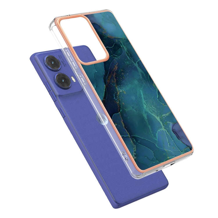 For Motorola Moto G85 Electroplating Marble Dual-side IMD Phone Case(Green 017)