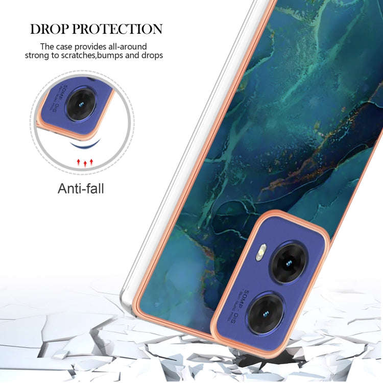For Motorola Moto G85 Electroplating Marble Dual-side IMD Phone Case(Green 017)