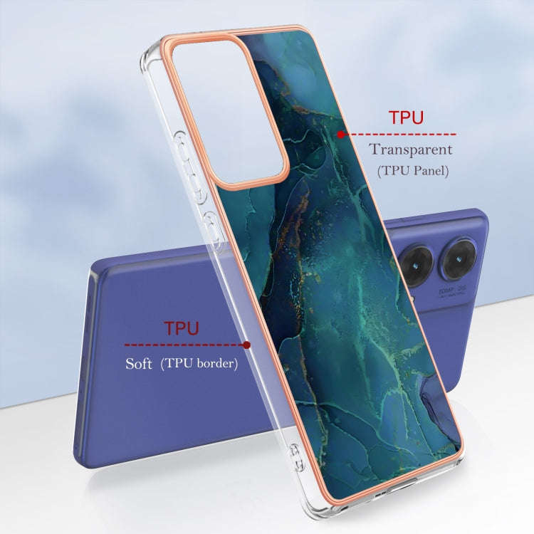 For Motorola Moto G85 Electroplating Marble Dual-side IMD Phone Case(Green 017)