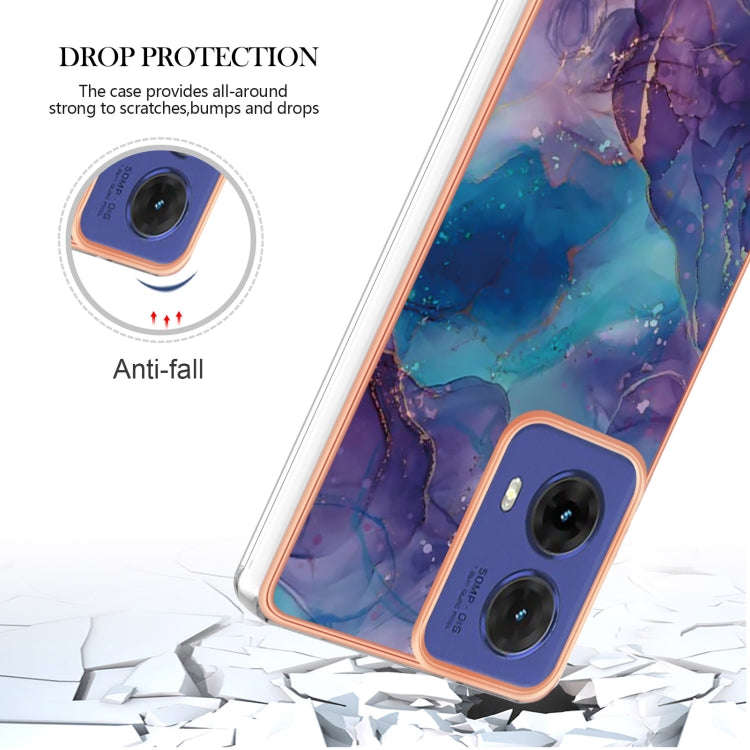 For Motorola Moto G85 Electroplating Marble Dual-side IMD Phone Case(Purple 016)