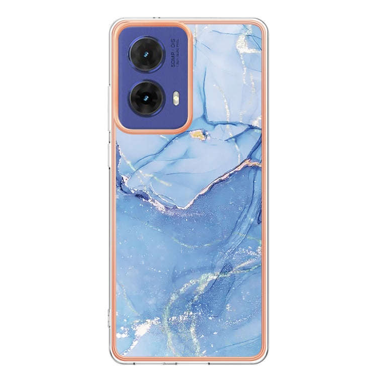 For Motorola Moto G85 Electroplating Marble Dual-side IMD Phone Case(Blue 018)