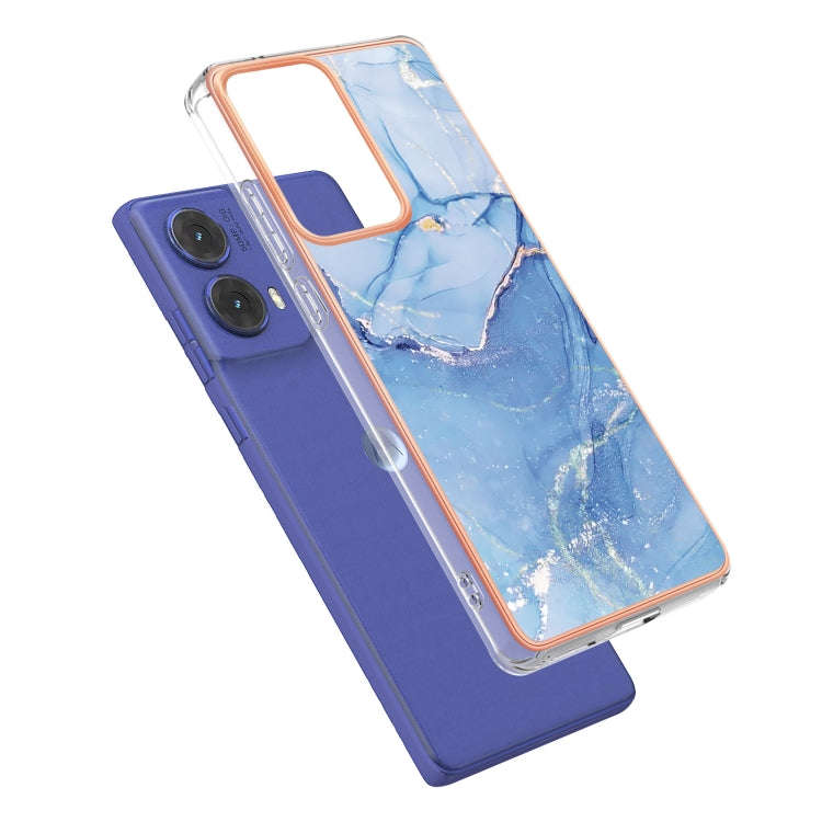 For Motorola Moto G85 Electroplating Marble Dual-side IMD Phone Case(Blue 018)