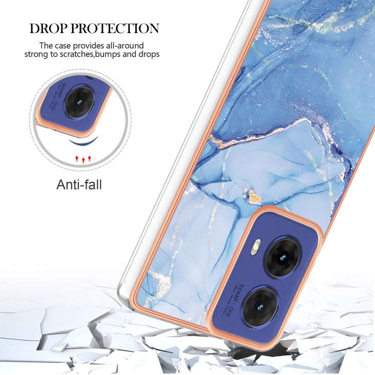 For Motorola Moto G85 Electroplating Marble Dual-side IMD Phone Case(Blue 018)