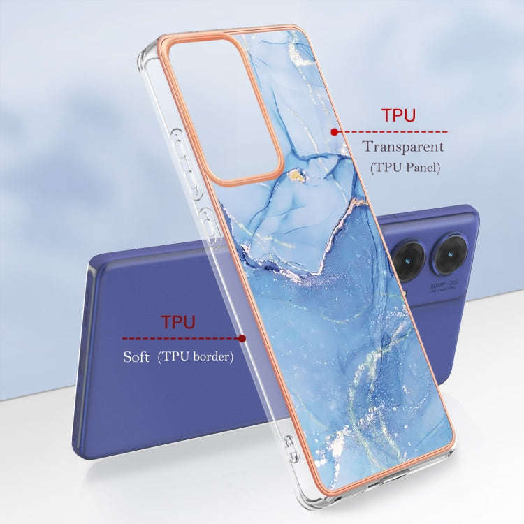 For Motorola Moto G85 Electroplating Marble Dual-side IMD Phone Case(Blue 018)