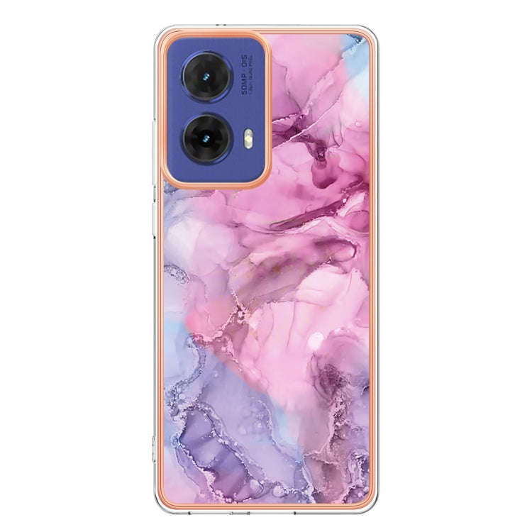 For Motorola Moto G85 Electroplating Marble Dual-side IMD Phone Case(Pink 013)