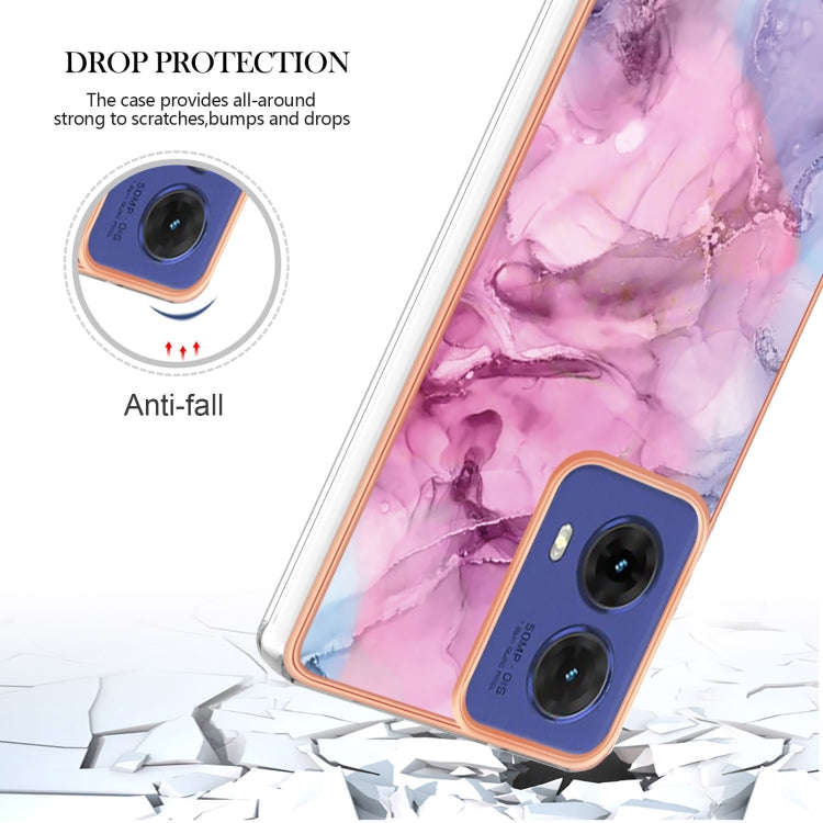 For Motorola Moto G85 Electroplating Marble Dual-side IMD Phone Case(Pink 013)