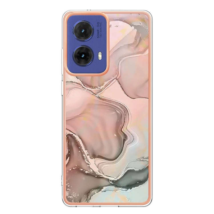 For Motorola Moto G85 Electroplating Marble Dual-side IMD Phone Case(Rose Gold 015)